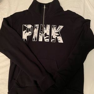 PINK Mock-neck Half-zip Sweatshirt